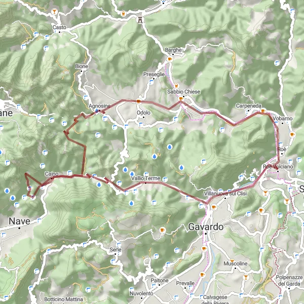 Karten-Miniaturansicht der Radinspiration "Gravel-Entdeckungstour über Passo del Viglio und Sabbio Chiese" in Lombardia, Italy. Erstellt vom Tarmacs.app-Routenplaner für Radtouren