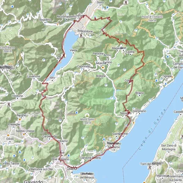 Miniaturekort af cykelinspirationen "Eventyrlig grusvejsrute i bjergene" i Lombardia, Italy. Genereret af Tarmacs.app cykelruteplanlægger