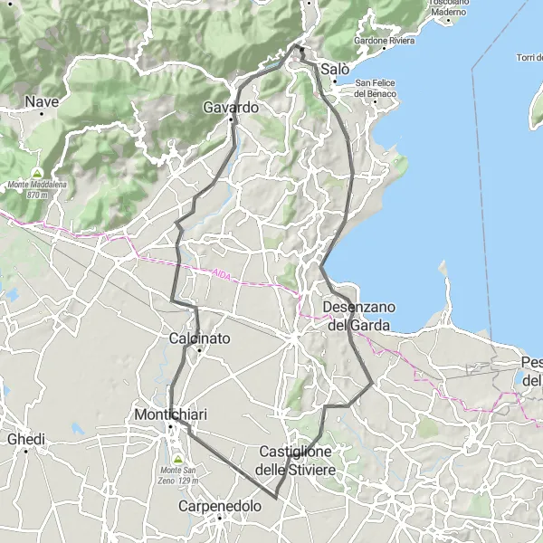 Karten-Miniaturansicht der Radinspiration "Panoramastraßenradtour über Monte delle Monache und Monte San Martino" in Lombardia, Italy. Erstellt vom Tarmacs.app-Routenplaner für Radtouren