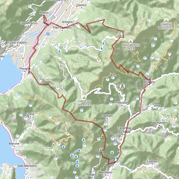 Miniatura della mappa di ispirazione al ciclismo "Avventura Gravel tra le Montagne di Lombardia" nella regione di Lombardia, Italy. Generata da Tarmacs.app, pianificatore di rotte ciclistiche