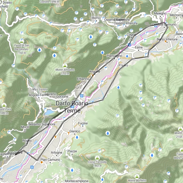 Miniatura della mappa di ispirazione al ciclismo "Minicrociera tra i Colli di Brescia" nella regione di Lombardia, Italy. Generata da Tarmacs.app, pianificatore di rotte ciclistiche