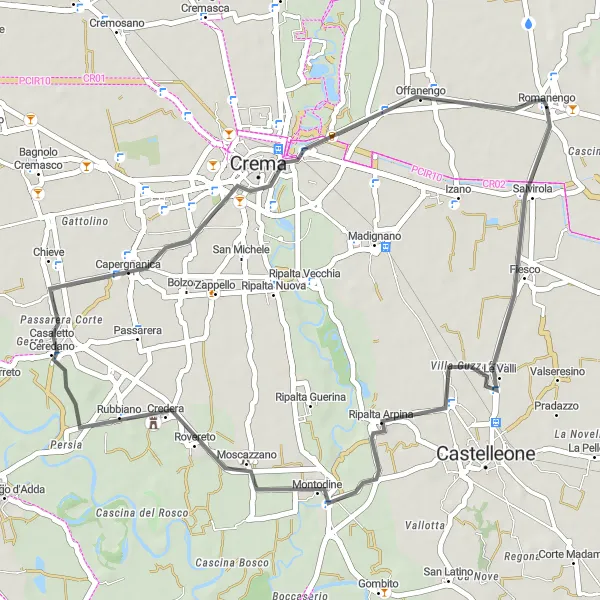 Miniatura mapy "Trasa przez Romanengo, Ripalta Arpina, Capergnanica i Offanengo" - trasy rowerowej w Lombardia, Italy. Wygenerowane przez planer tras rowerowych Tarmacs.app