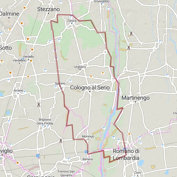 Miniatura della mappa di ispirazione al ciclismo "Esplorazione della natura" nella regione di Lombardia, Italy. Generata da Tarmacs.app, pianificatore di rotte ciclistiche