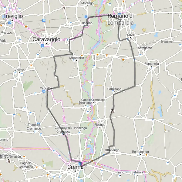 Kartminiatyr av "Romano di Lombardia - Mozzanica Cykeltur" cykelinspiration i Lombardia, Italy. Genererad av Tarmacs.app cykelruttplanerare