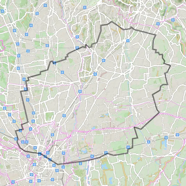 Miniatura della mappa di ispirazione al ciclismo "Tour panoramico tra Roncello e Ronco Briantino" nella regione di Lombardia, Italy. Generata da Tarmacs.app, pianificatore di rotte ciclistiche