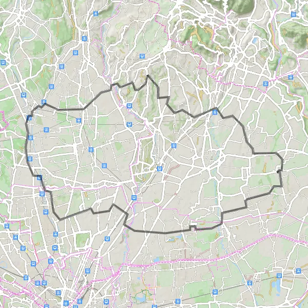 Miniaturní mapa "Cyklistický okruh přes Caponago, Brugherio, Seveso, Seregno, Carnate a Busnago" inspirace pro cyklisty v oblasti Lombardia, Italy. Vytvořeno pomocí plánovače tras Tarmacs.app