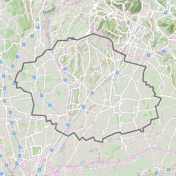 Miniatua del mapa de inspiración ciclista "Ruta panorámica por carretera desde Roncello" en Lombardia, Italy. Generado por Tarmacs.app planificador de rutas ciclistas