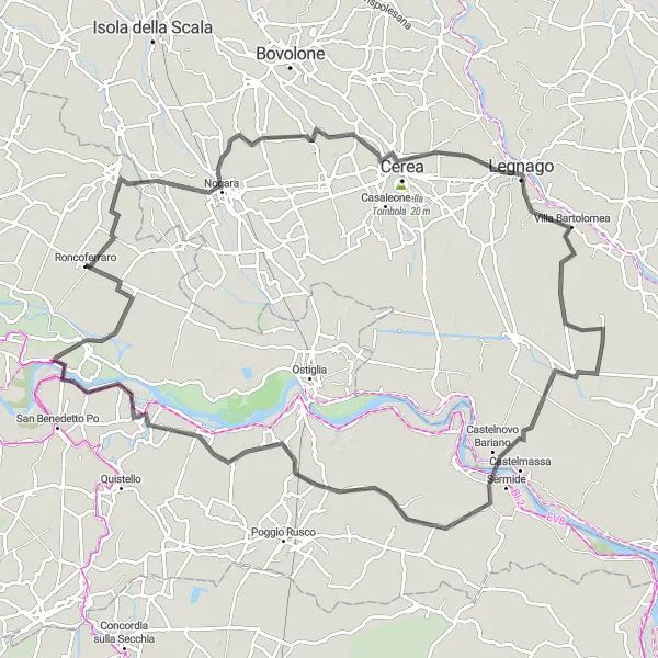 Miniatura della mappa di ispirazione al ciclismo "Percorso ciclistico verso Villa Bartolomea" nella regione di Lombardia, Italy. Generata da Tarmacs.app, pianificatore di rotte ciclistiche