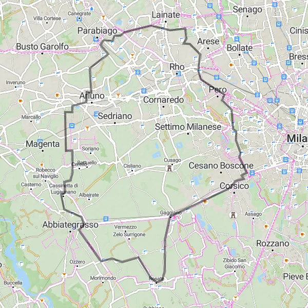 Map miniature of "Picturesque Road Ride" cycling inspiration in Lombardia, Italy. Generated by Tarmacs.app cycling route planner