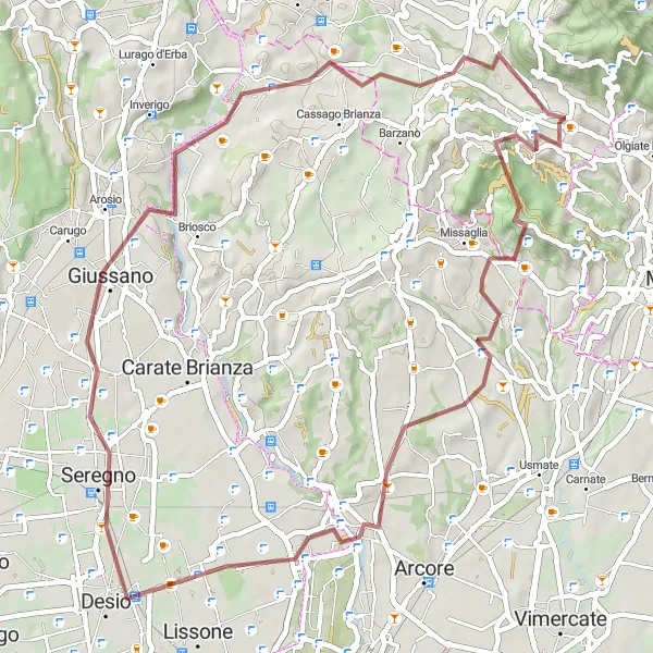 Map miniature of "Gravel Adventure" cycling inspiration in Lombardia, Italy. Generated by Tarmacs.app cycling route planner