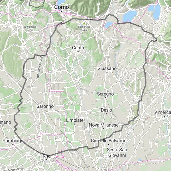 Map miniature of "Countryside Charm" cycling inspiration in Lombardia, Italy. Generated by Tarmacs.app cycling route planner