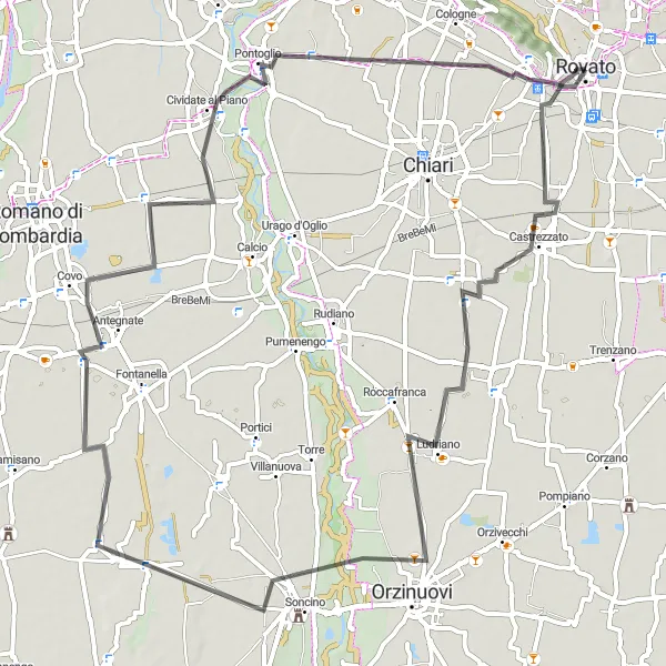 Miniaturní mapa "Okružní cyklistická trasa kolem Rovata" inspirace pro cyklisty v oblasti Lombardia, Italy. Vytvořeno pomocí plánovače tras Tarmacs.app
