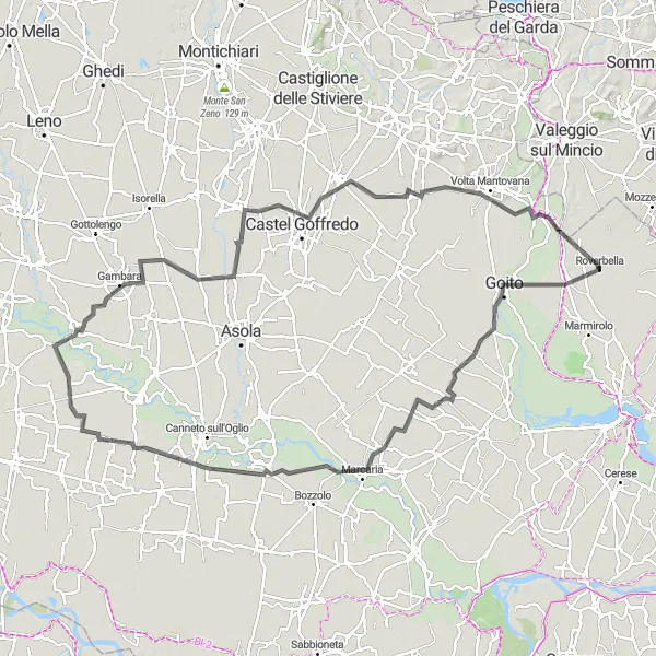 Mapa miniatúra "Cesta okolo Roverbelly" cyklistická inšpirácia v Lombardia, Italy. Vygenerované cyklistickým plánovačom trás Tarmacs.app