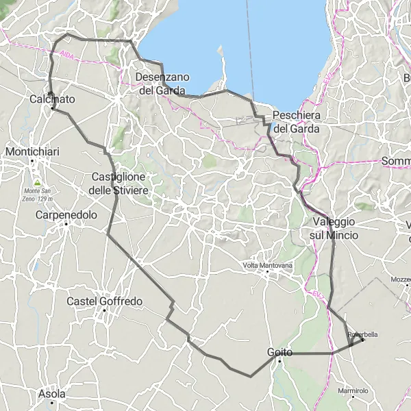 Miniaturní mapa "Okruh kolem Roverbelli a jezera Gardského" inspirace pro cyklisty v oblasti Lombardia, Italy. Vytvořeno pomocí plánovače tras Tarmacs.app