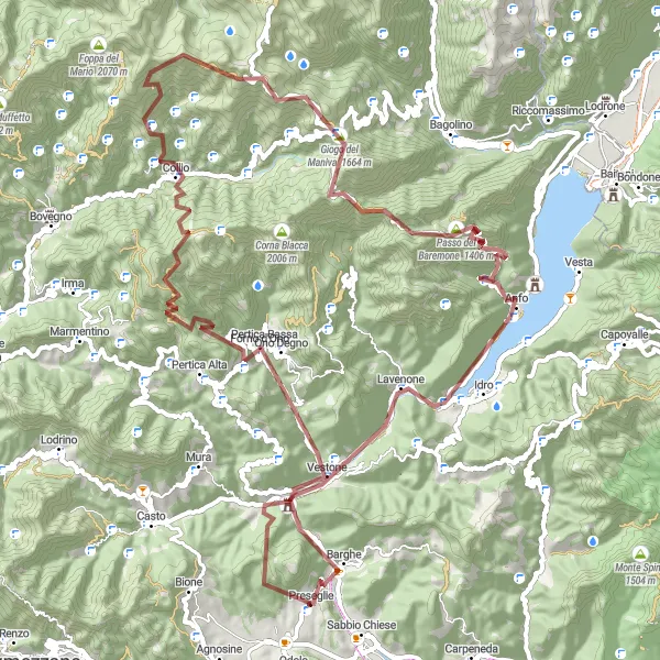 Miniatura della mappa di ispirazione al ciclismo "Avventura sulle Montagne di Lombardia" nella regione di Lombardia, Italy. Generata da Tarmacs.app, pianificatore di rotte ciclistiche