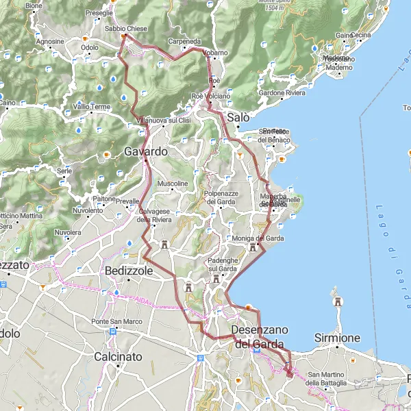 Miniaturekort af cykelinspirationen "Gruscykelrute til Gardasøen" i Lombardia, Italy. Genereret af Tarmacs.app cykelruteplanlægger