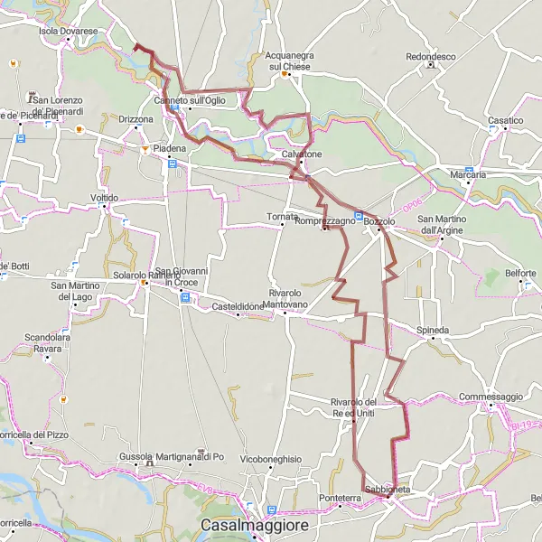 Miniature de la carte de l'inspiration cycliste "Aventure gravel à travers la campagne lombarde" dans la Lombardia, Italy. Générée par le planificateur d'itinéraire cycliste Tarmacs.app