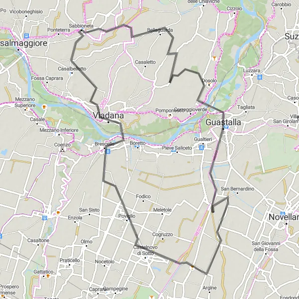 Miniatura mapy "Spacerowanie przez Dosolo i Brescello" - trasy rowerowej w Lombardia, Italy. Wygenerowane przez planer tras rowerowych Tarmacs.app
