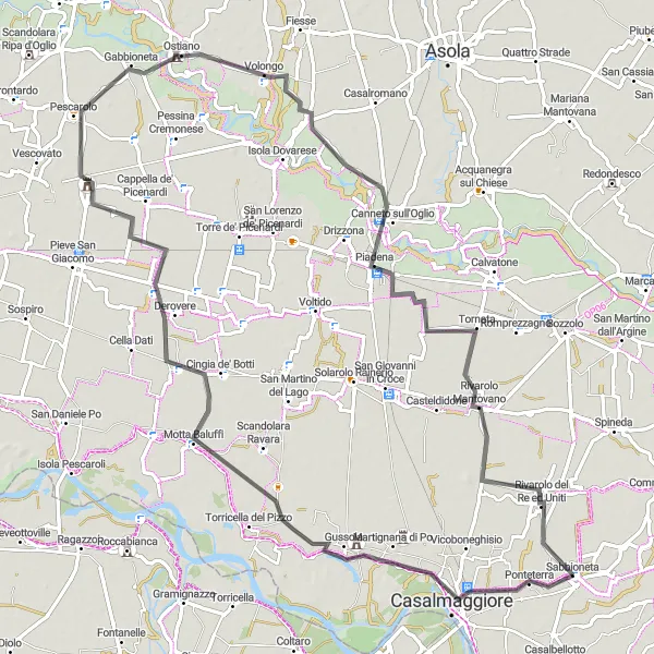 Miniatura mapy "Trasa rowerowa przez Motta Baluffi i piękną okolicę" - trasy rowerowej w Lombardia, Italy. Wygenerowane przez planer tras rowerowych Tarmacs.app