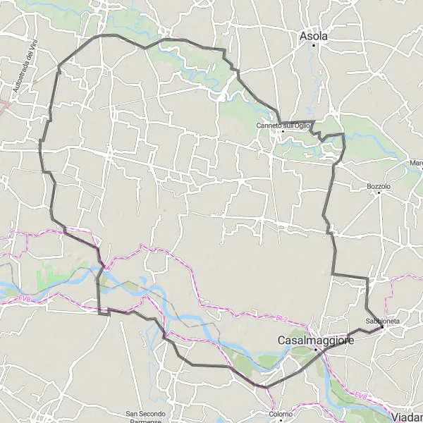 Miniatuurkaart van de fietsinspiratie "Langs historische plaatsen van Sabbioneta naar Ostiano" in Lombardia, Italy. Gemaakt door de Tarmacs.app fietsrouteplanner