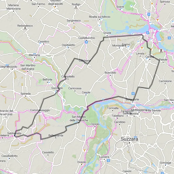 Miniatura mapy "Rowerowa Wyprawa do Borgoforte" - trasy rowerowej w Lombardia, Italy. Wygenerowane przez planer tras rowerowych Tarmacs.app