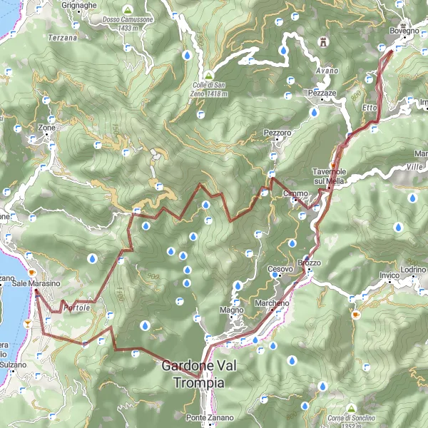 Miniature de la carte de l'inspiration cycliste "L'Aventure Gravel du Nord de l'Italie" dans la Lombardia, Italy. Générée par le planificateur d'itinéraire cycliste Tarmacs.app
