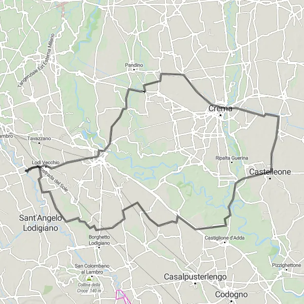 Map miniature of "The Creamy Countryside" cycling inspiration in Lombardia, Italy. Generated by Tarmacs.app cycling route planner