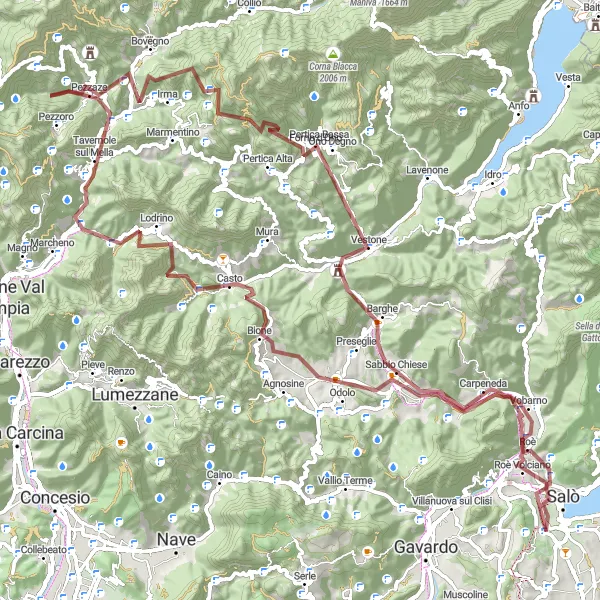 Miniaturní mapa "Gravel Route to Monte Vergomasco" inspirace pro cyklisty v oblasti Lombardia, Italy. Vytvořeno pomocí plánovače tras Tarmacs.app