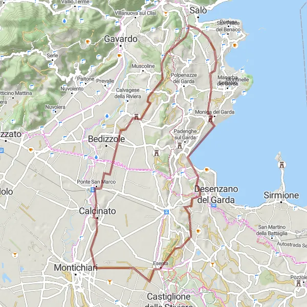 Miniatuurkaart van de fietsinspiratie "Gravel Avontuur van Monte delle Monache tot Monte Soffaino" in Lombardia, Italy. Gemaakt door de Tarmacs.app fietsrouteplanner