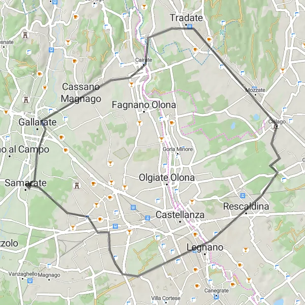 Kartminiatyr av "Kultur och natur runt Cislago" cykelinspiration i Lombardia, Italy. Genererad av Tarmacs.app cykelruttplanerare