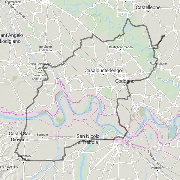 Miniatura mapy "Trasa w kierunku San Bassano" - trasy rowerowej w Lombardia, Italy. Wygenerowane przez planer tras rowerowych Tarmacs.app