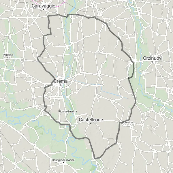 Mapa miniatúra "Cesta cez Genivoltu" cyklistická inšpirácia v Lombardia, Italy. Vygenerované cyklistickým plánovačom trás Tarmacs.app