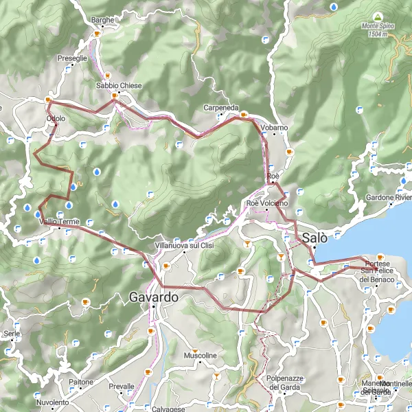 Miniatua del mapa de inspiración ciclista "Ruta de grava Gavardo - San Felice del Benaco" en Lombardia, Italy. Generado por Tarmacs.app planificador de rutas ciclistas