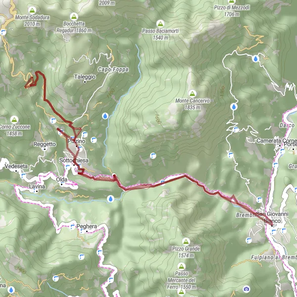 Miniatura mapy "Spokojna przejażdżka szlakiem Fuipiano al Brembo" - trasy rowerowej w Lombardia, Italy. Wygenerowane przez planer tras rowerowych Tarmacs.app