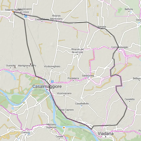 Map miniature of "The Casteldidone Express" cycling inspiration in Lombardia, Italy. Generated by Tarmacs.app cycling route planner