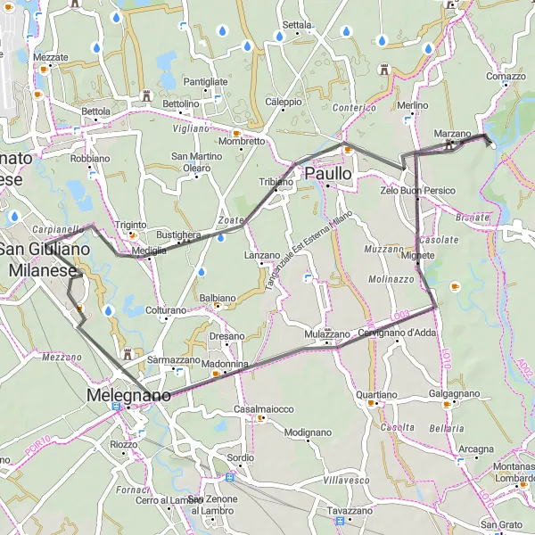 Miniatura mapy "Trasa rowerowa wokół urokliwych miejscowości" - trasy rowerowej w Lombardia, Italy. Wygenerowane przez planer tras rowerowych Tarmacs.app
