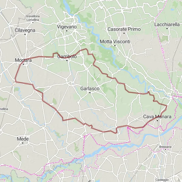 Miniatuurkaart van de fietsinspiratie "Gravelroute naar San Martino Siccomario" in Lombardia, Italy. Gemaakt door de Tarmacs.app fietsrouteplanner