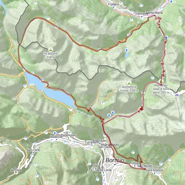 Karttaminiaatyyri "Gravel-seikkailu vuoristossa" pyöräilyinspiraatiosta alueella Lombardia, Italy. Luotu Tarmacs.app pyöräilyreittisuunnittelijalla