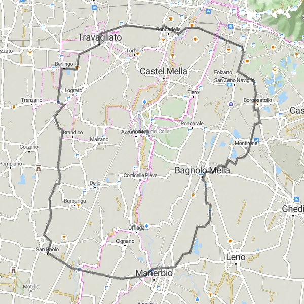 Miniatura della mappa di ispirazione al ciclismo "Traversata Lombarda" nella regione di Lombardia, Italy. Generata da Tarmacs.app, pianificatore di rotte ciclistiche