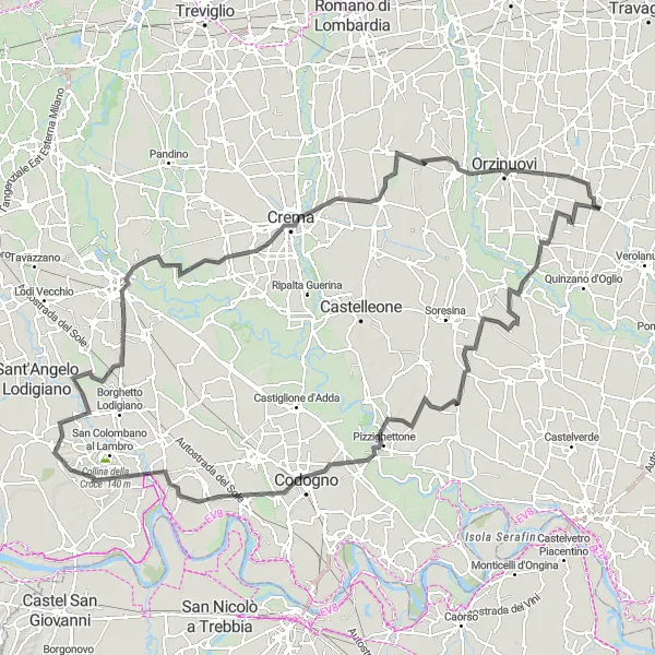 Miniature de la carte de l'inspiration cycliste "Tour du Adda et des petits villages de Lombardie" dans la Lombardia, Italy. Générée par le planificateur d'itinéraire cycliste Tarmacs.app