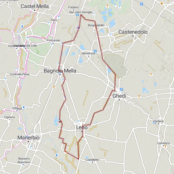 Mapa miniatúra "Gravel Cyklomaraton Borgosatollo" cyklistická inšpirácia v Lombardia, Italy. Vygenerované cyklistickým plánovačom trás Tarmacs.app