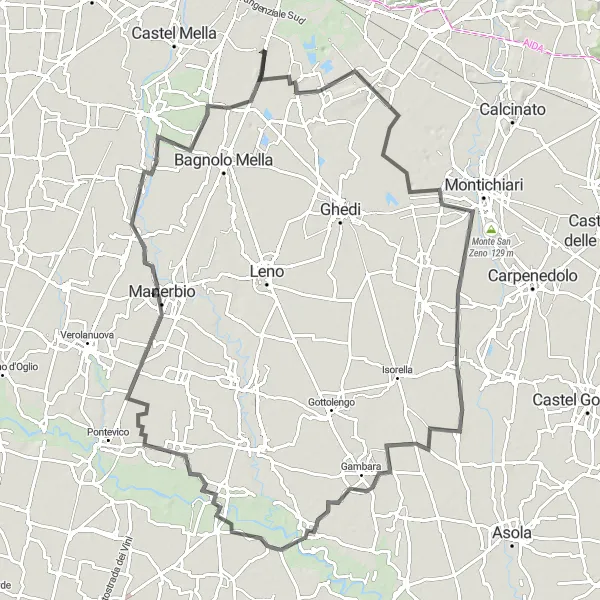 Map miniature of "Around San Zeno Naviglio" cycling inspiration in Lombardia, Italy. Generated by Tarmacs.app cycling route planner