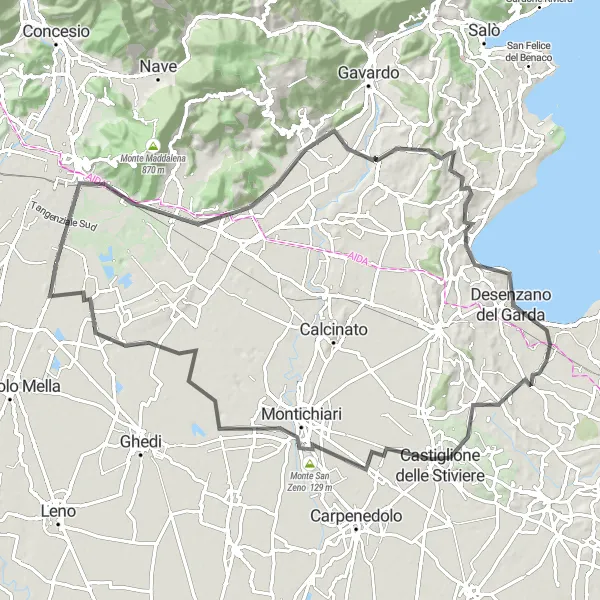 Map miniature of "Serenity in the Hills" cycling inspiration in Lombardia, Italy. Generated by Tarmacs.app cycling route planner