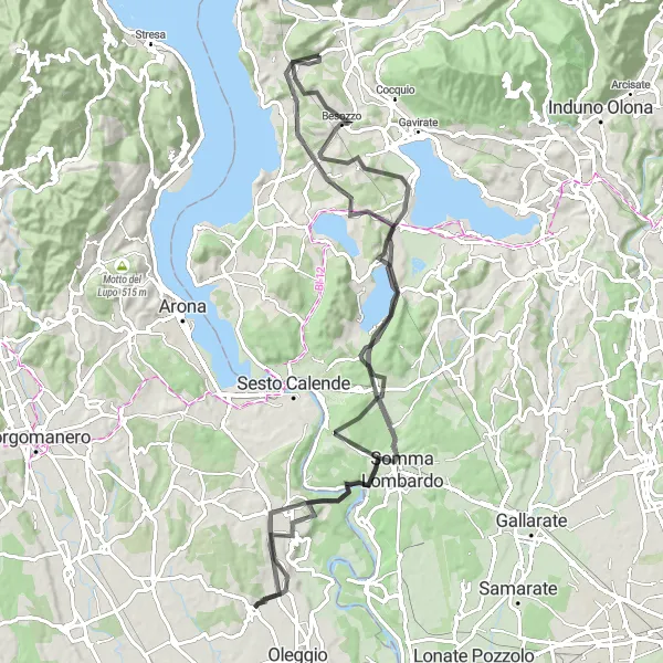 Miniatura mapy "Trasa rowerowa wokół jeziora Varese" - trasy rowerowej w Lombardia, Italy. Wygenerowane przez planer tras rowerowych Tarmacs.app