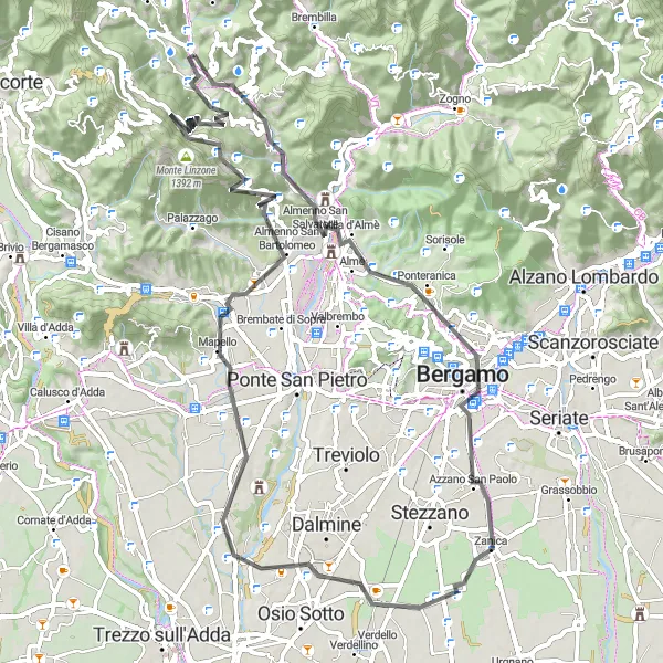 Miniatuurkaart van de fietsinspiratie "Wegroute met 1119m beklimming in 79 km rond Sant'Omobono Terme" in Lombardia, Italy. Gemaakt door de Tarmacs.app fietsrouteplanner