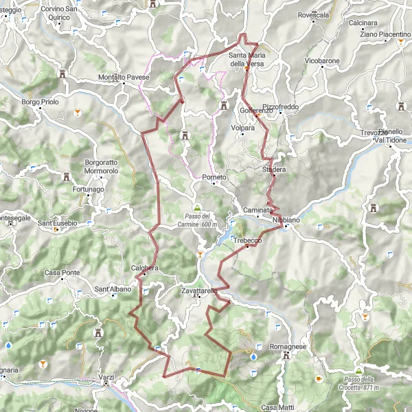 Miniaturní mapa "Gravel Golferenzo circuit" inspirace pro cyklisty v oblasti Lombardia, Italy. Vytvořeno pomocí plánovače tras Tarmacs.app