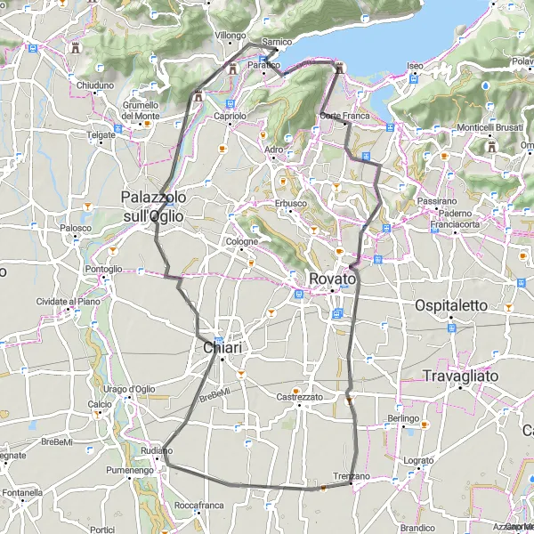 Miniaturní mapa "Okružní cesta kolem Lombardských kopců" inspirace pro cyklisty v oblasti Lombardia, Italy. Vytvořeno pomocí plánovače tras Tarmacs.app