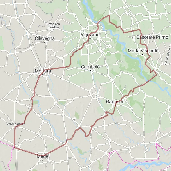 Miniature de la carte de l'inspiration cycliste "Le Circuit des Vignobles et des Châteaux" dans la Lombardia, Italy. Générée par le planificateur d'itinéraire cycliste Tarmacs.app