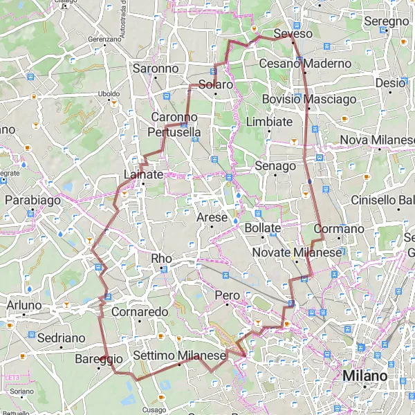 Miniatuurkaart van de fietsinspiratie "Gravelavontuur naar Monte Stella" in Lombardia, Italy. Gemaakt door de Tarmacs.app fietsrouteplanner