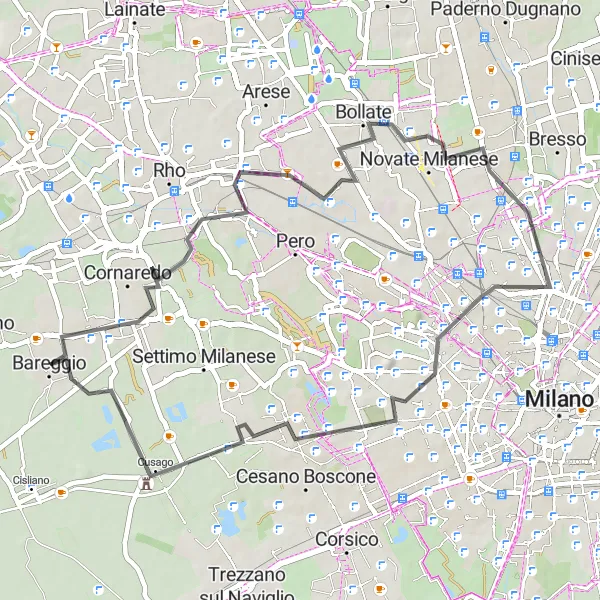 Miniatuurkaart van de fietsinspiratie "Ontdekkingstocht door Bruzzano en Muggiano" in Lombardia, Italy. Gemaakt door de Tarmacs.app fietsrouteplanner